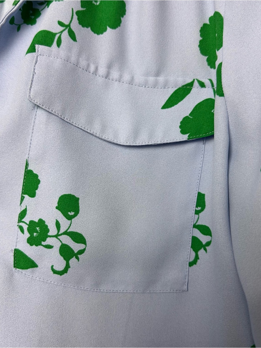 Anne Klein Pale Blue Blouse with Green Floral Print - Picture 4 of 5